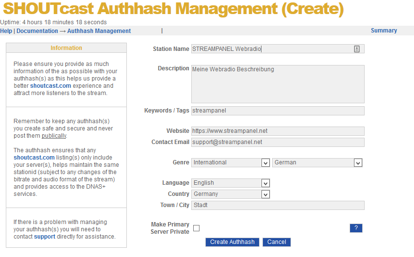 Register SHOUTcast V2 server on the SHOUTcast.com platform (Before SHOUTcast v2.6) Register SHOUTcast V2 server on the SHOUTcast.com platform (Before SHOUTcast v2.6)
